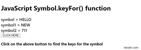 Hàm JavaScript Symbol.keyFor () 