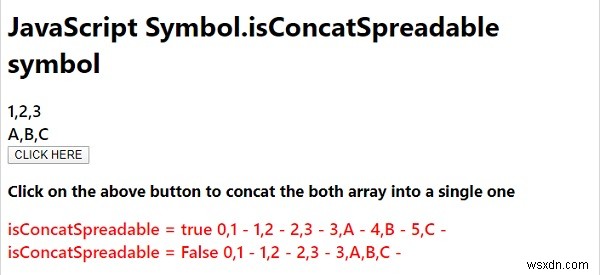 JavaScript Symbol.isConcat Biểu tượng phổ biến 