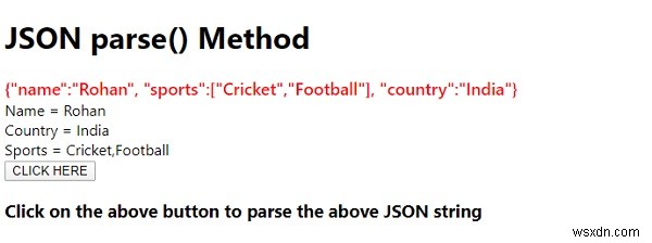 Phương thức phân tích cú pháp JavaScript JSON () 