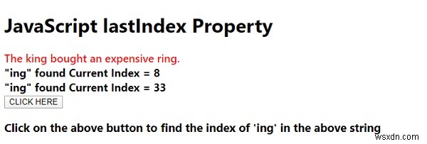 JavaScript lastIndex Thuộc tính 