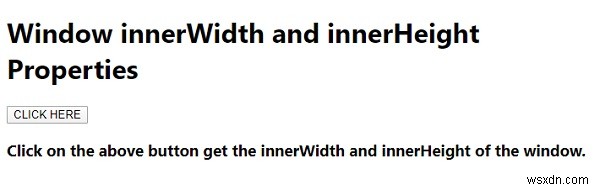 Cửa sổ thuộc tính innerWidth và innerHeight trong JavaScript. 