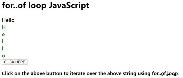 Giải thích cho. . JavaScript vòng lặp .of. 