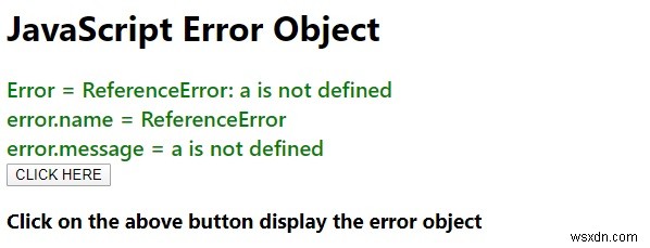 Giải thích Đối tượng Lỗi JavaScript. 