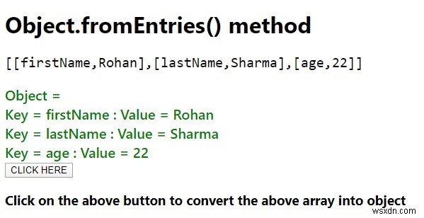 Phương thức Object.fromEntries () trong JavaScript. 