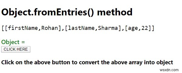 Phương thức Object.fromEntries () trong JavaScript. 