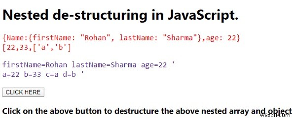 Giải cấu trúc lồng nhau trong JavaScript. 