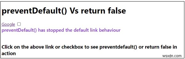 PreventDefault () so với Trả về sai trong JavaScript? 