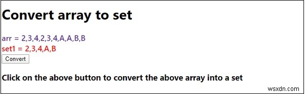 Chuyển đổi mảng sang đặt trong JavaScript 