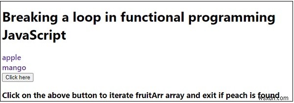 Phá vỡ vòng lặp trong JavaScript lập trình chức năng. 