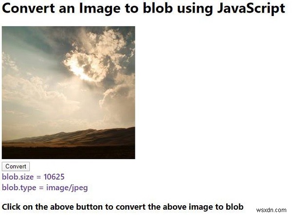 Làm thế nào để chuyển đổi một Hình ảnh thành blob bằng JavaScript? 