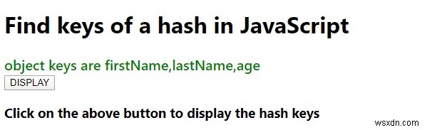 Làm thế nào để tìm khóa của một hàm băm trong JavaScript? 