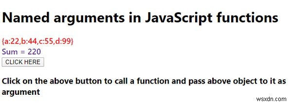 Các đối số được đặt tên trong JavaScript. 