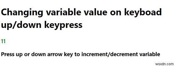 Chương trình JavaScript để lấy một biến để đếm lên / xuống khi nhấn bàn phím. 