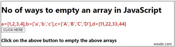 Số cách để làm trống một mảng trong JavaScript 