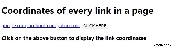 Mã JavaScript để tìm tọa độ của mọi liên kết trong một trang 
