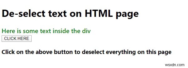 Mã JavaScript để bỏ chọn văn bản trên trang HTML. 