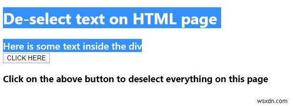 Mã JavaScript để bỏ chọn văn bản trên trang HTML. 