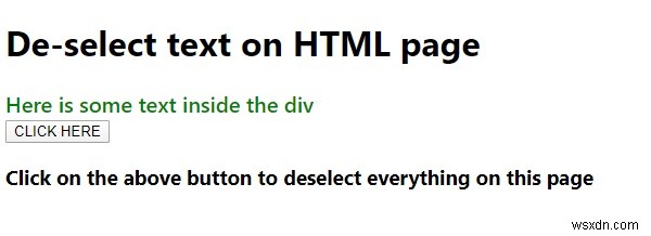 Mã JavaScript để bỏ chọn văn bản trên trang HTML. 