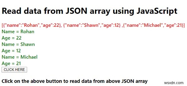 Làm cách nào để đọc dữ liệu từ mảng JSON bằng JavaScript? 