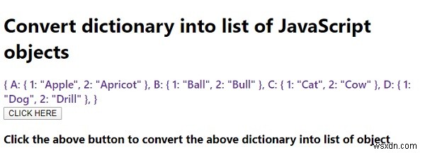 Làm thế nào để chuyển đổi từ điển thành danh sách các đối tượng JavaScript? 