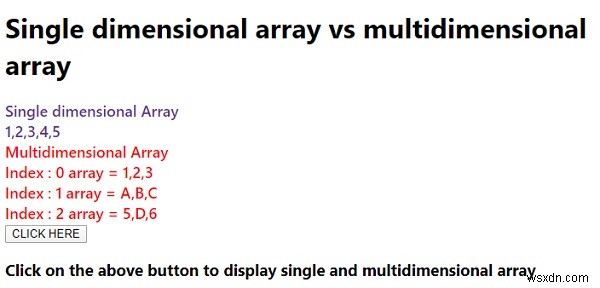 Mảng một chiều so với mảng nhiều chiều trong JavaScript. 