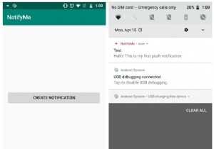 Ví dụ về thông báo trên Android với kiểu Rung, Âm thanh, Hành động và Chế độ xem lớn 