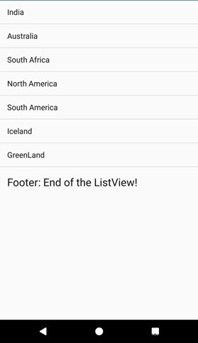 Làm cách nào để thêm footer trong Android ListView? 