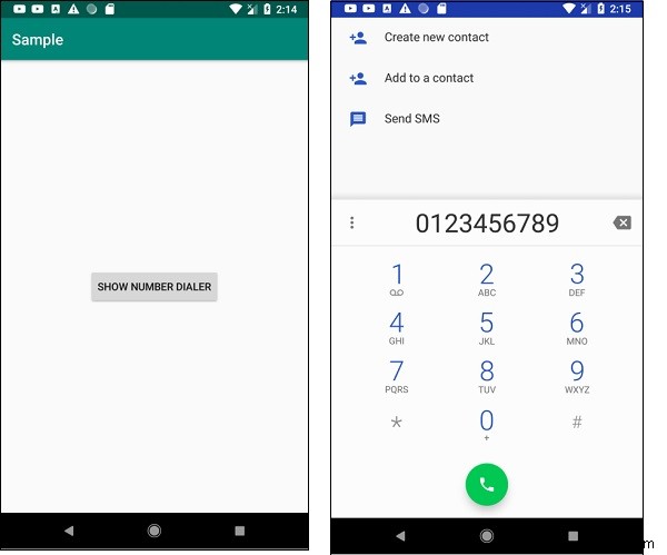 Làm cách nào để mở trình quay số với số điện thoại được hiển thị trong Android? 