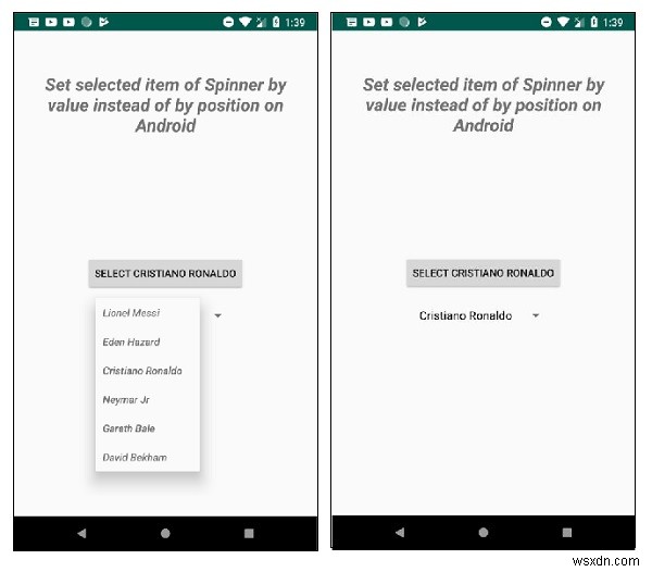 Làm cách nào để đặt mục đã chọn của Spinner theo giá trị thay vì theo vị trí trên Android? 