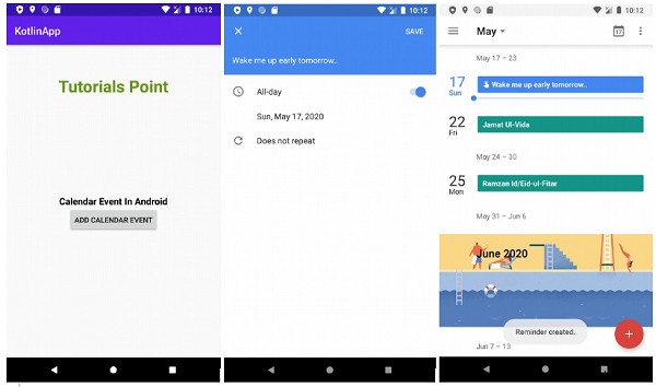 Làm cách nào để thêm sự kiện lịch trong Ứng dụng Android bằng Kotlin? 