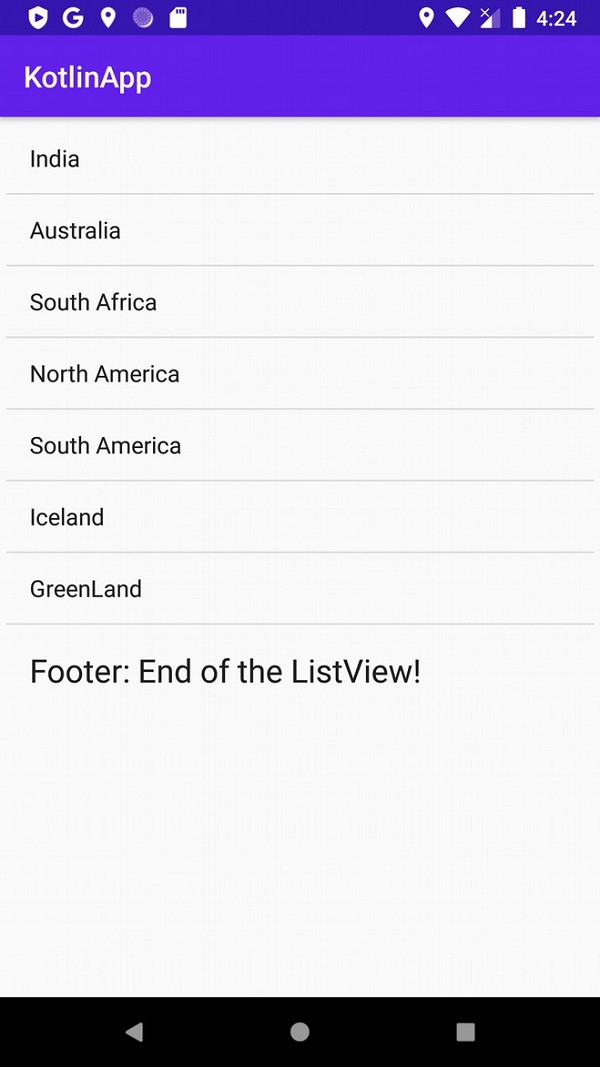 Làm cách nào để thêm footer trong Android ListView bằng Kotlin? 