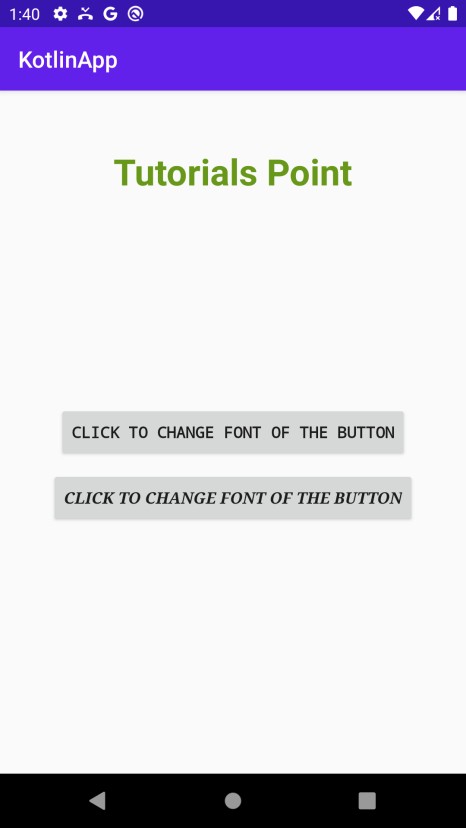 Làm cách nào để đặt một phông chữ cụ thể cho văn bản nút trong Android bằng Kotlin? 