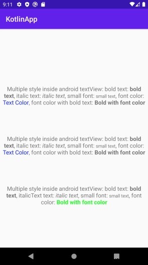 Làm cách nào để tạo nhiều kiểu bên trong TextView trên Android bằng Kotlin? 