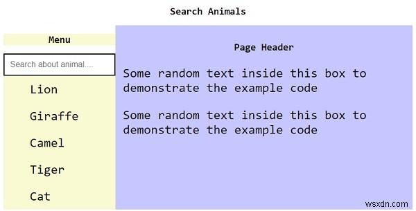 Làm cách nào để tạo menu tìm kiếm để lọc các liên kết bằng JavaScript? 