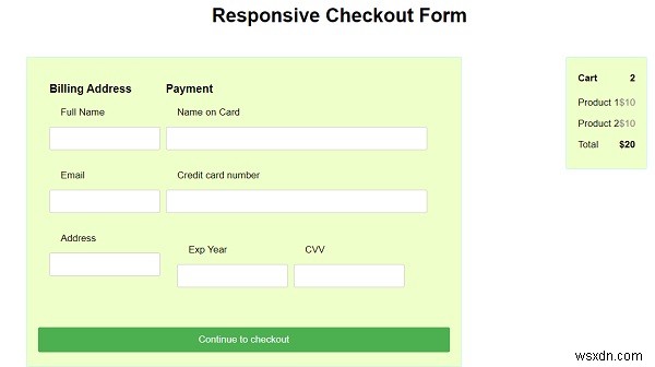 Làm cách nào để tạo biểu mẫu thanh toán đáp ứng với CSS? 