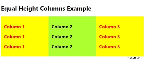 Làm thế nào để tạo các cột có chiều cao bằng nhau bằng CSS? 
