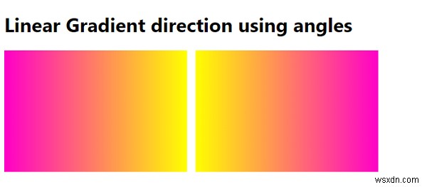 Đặt hướng của Gradients tuyến tính bằng cách sử dụng Angles trong CSS 