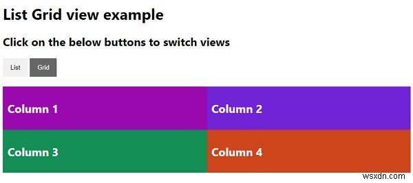 Làm cách nào để tạo chế độ xem lưới danh sách với CSS và JavaScript? 