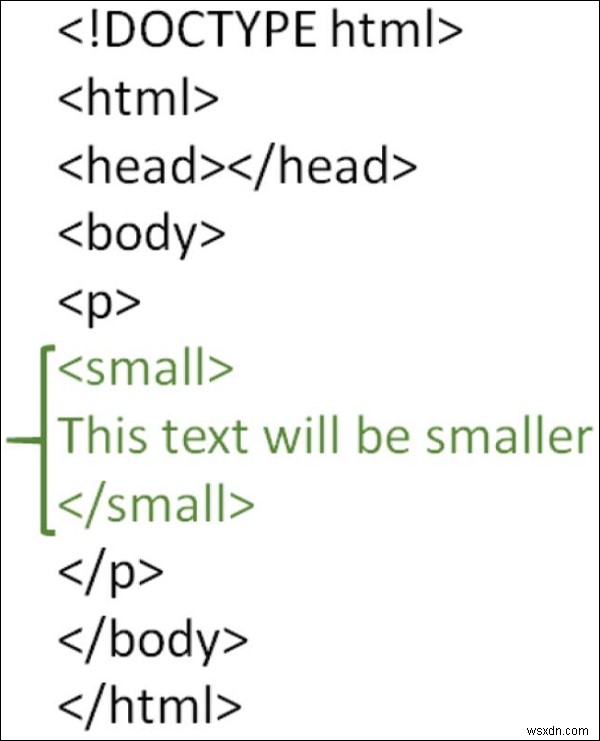 Làm thế nào để sử dụng định dạng nhỏ trong HTML? 