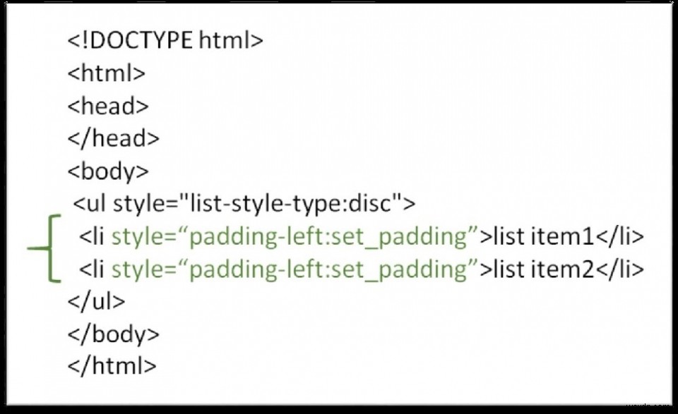 Làm cách nào để tạo khoảng cách giữa các dấu đầu dòng danh sách và văn bản trong HTML? 