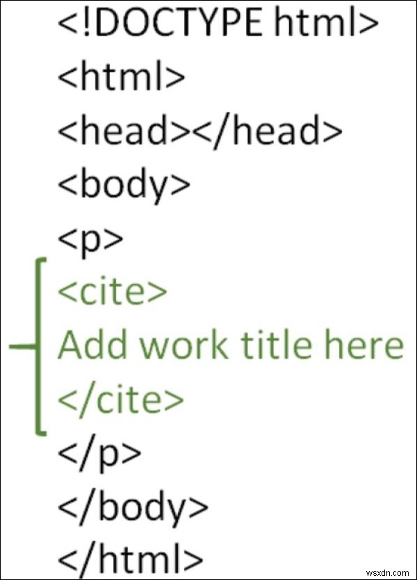 Làm thế nào để đánh dấu tiêu đề công việc bằng cách sử dụng thẻ cite trong HTML? 