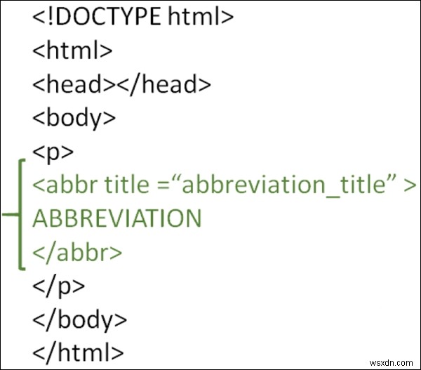 Làm thế nào để đánh dấu từ viết tắt hoặc từ viết tắt trong HTML? 