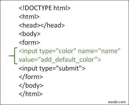 Làm cách nào để sử dụng trường loại đầu vào với bộ chọn màu trong HTML? 
