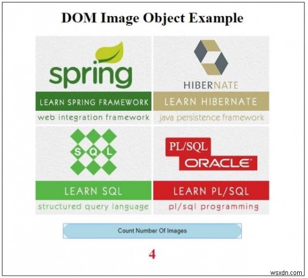 Thuộc tính Bộ sưu tập Hình ảnh HTML DOM 