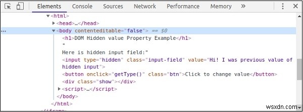 HTML DOM Input Thuộc tính giá trị ẩn 