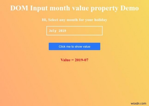 HTML DOM Input Giá trị tháng Thuộc tính 