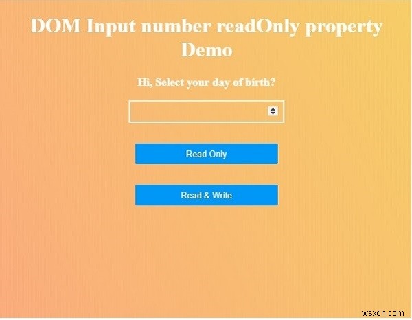 HTML DOM Số đầu vào chỉ đọc Thuộc tính 