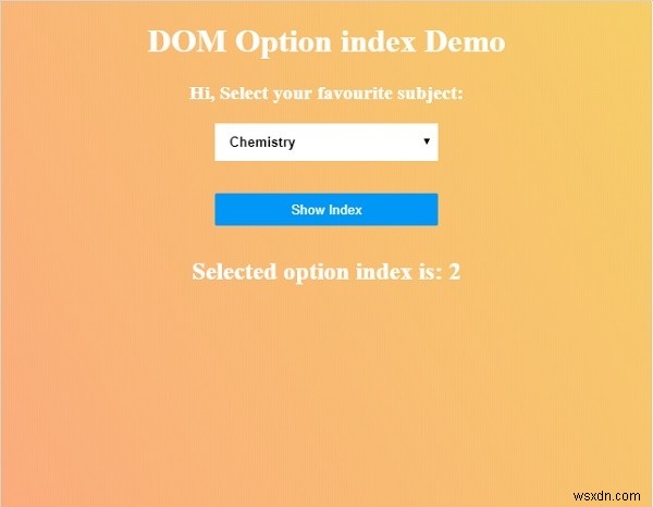 HTML DOM Option index Thuộc tính 
