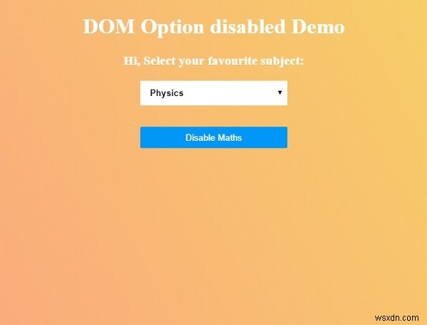 Thuộc tính HTML DOM Option bị vô hiệu hóa 