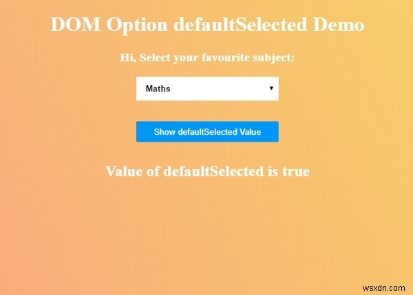HTML DOM Option mặc định 